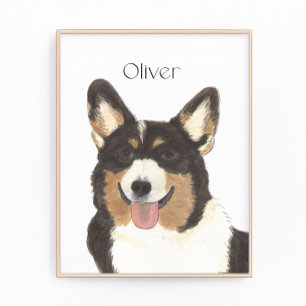 Personalisierte Schwarze Kopffarben Corgi Art Fotodruck