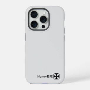 Personalisierte schwarze Kreuz-Pattee-Kunst, Hellg iPhone 15 Pro Hülle