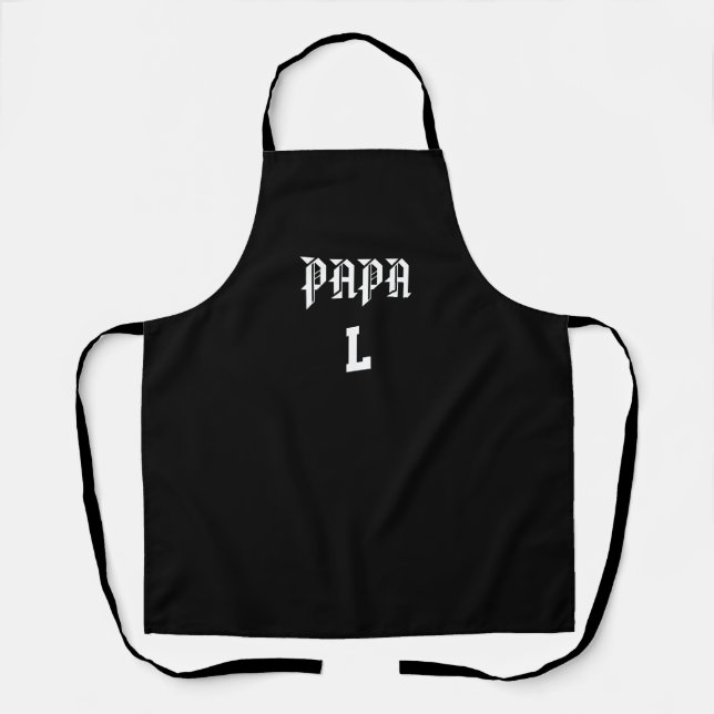 Personalisierte schwarze Küchenschürze - Papa Schürze (Vorderseite)
