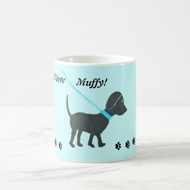 personalisierte schwarze Labrador-Tasse Verwandlungstasse (Mittel)