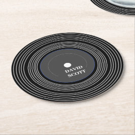 Personalisierte schwarze LP-Vinyl Runder Pappuntersetzer