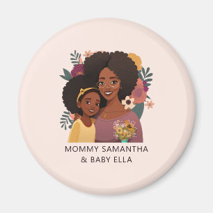 Personalisierte Schwarze Mama und Tochter (14) Magnet