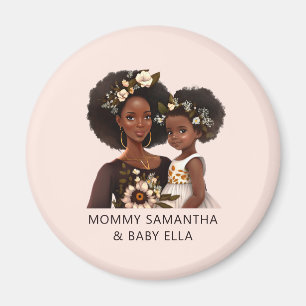 Personalisierte Schwarze Mama und Tochter (18) Magnet