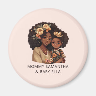 Personalisierte Schwarze Mama und Tochter (19) Magnet