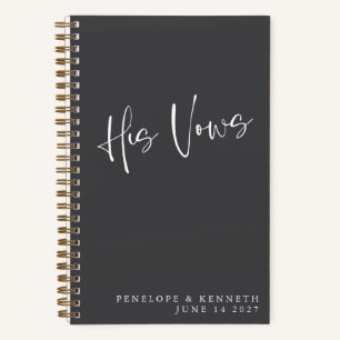 Personalisierte schwarze minimalistische Hochzeit Notizbuch