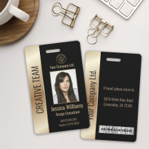 Personalisierte schwarze Mitarbeiter-ID für Untern