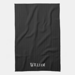 Personalisierte schwarze Nadelstreifen Geschirrtuch