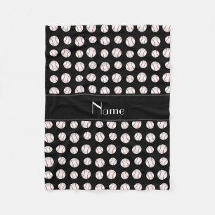 Personalisierte schwarze Namensbaseball Fleecedecke