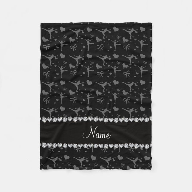 Personalisierte schwarze Namenszahl Skaten Fleecedecke (Vorderseite)