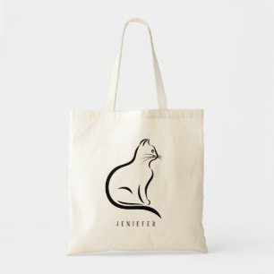 Personalisierte schwarze Pfote Niedliche Katze Tragetasche