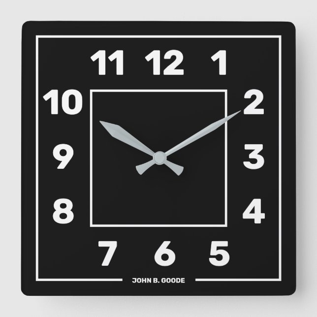 Personalisierte Schwarze Quadrat-Wall-Uhr Quadratische Wanduhr (Vorderseite)