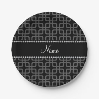 Personalisierte schwarze Retroquadrate Pappteller