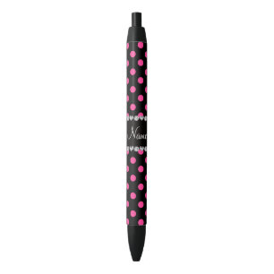 Personalisierte schwarze rosa Polkanamenspunkte Kugelschreiber