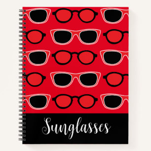 Personalisierte schwarze rote Sonnenbrille Notizbuch