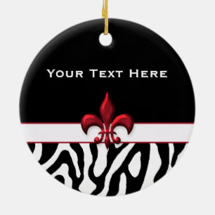 Personalisierte schwarze rote Zebra-Lilie Keramikornament