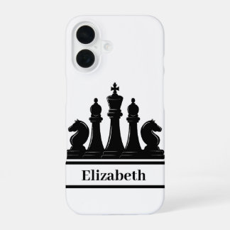 Personalisierte schwarze Schachpartien iPhone 16 Hülle