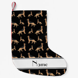 Personalisierte schwarze Schäferhundnamenshunde Kleiner Weihnachtsstrumpf