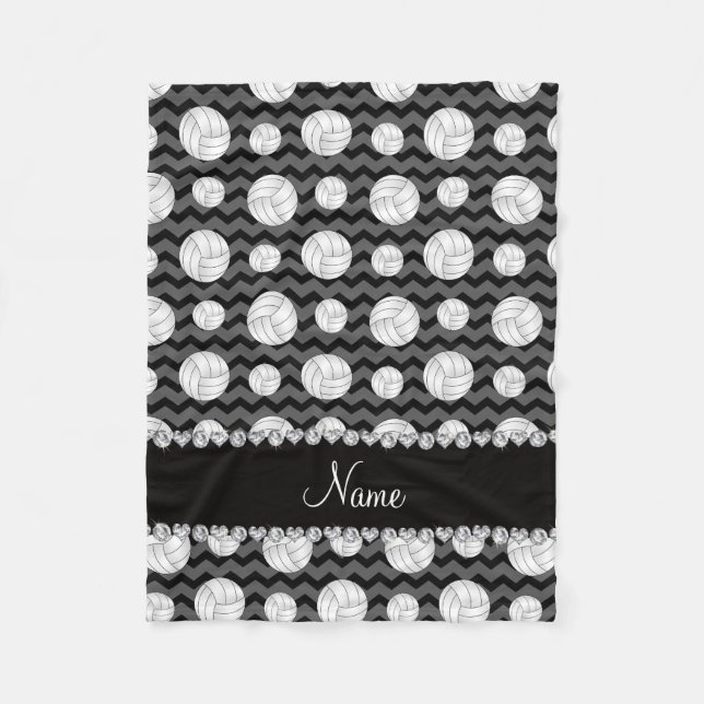 Personalisierte schwarze Sparrennamensvolleyball Fleecedecke (Vorderseite)