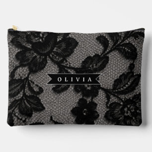 Personalisierte Schwarze Spitze Blumen Elegantes M Zubehörtasche