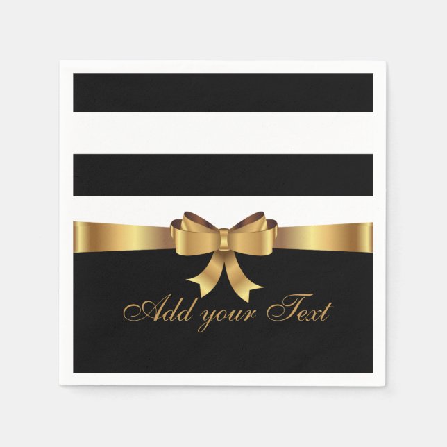 Personalisierte schwarze Streifen Gold BOW Ihren T Serviette (Vorderseite)