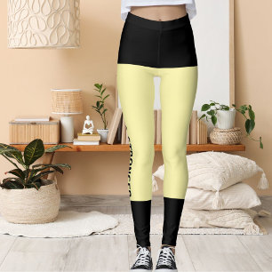 Personalisierte schwarze Streifen Katzenrücklauf V Leggings