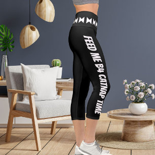 Personalisierte schwarze Streifen mit weißem Pet S Capri Leggings