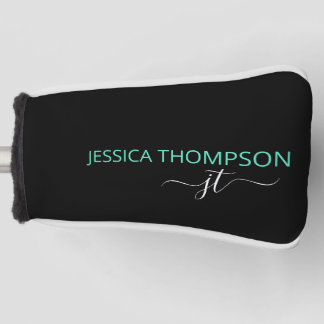 Personalisierte schwarze Teal stilvolle Monogramm Golf Headcover