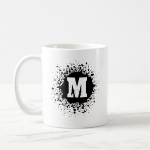 Personalisierte schwarze Tintentropfen-Doppelmonog Kaffeetasse