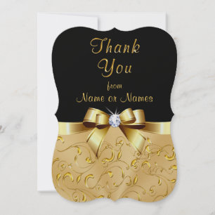 Personalisierte, schwarze und goldene Dankeskarten Einladung