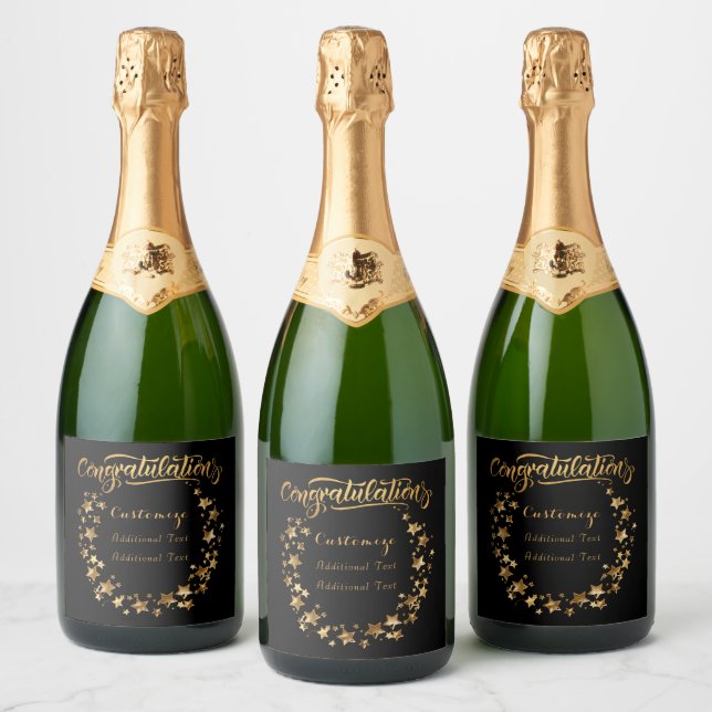 Personalisierte schwarze und goldene Gratulationen (Flaschen)