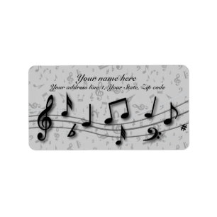 Personalisierte schwarze und graue musikalische adressaufkleber