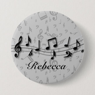 Personalisierte schwarze und graue musikalische button