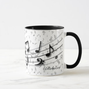 Personalisierte schwarze und graue musikalische tasse