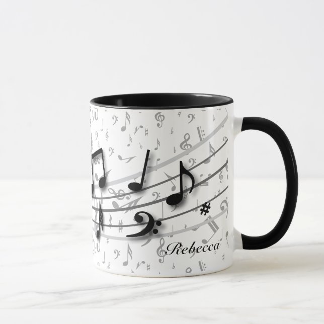 Personalisierte schwarze und graue musikalische tasse (Rechts)