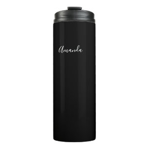 Personalisierte schwarze und weiße elegante Schrif Thermosbecher
