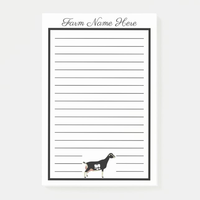 Personalisierte schwarze und weiße LaMancha Milchz Post-it Klebezettel (Vorderseite)