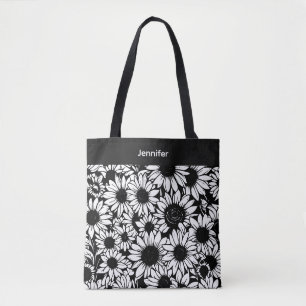 personalisierte schwarze und weiße Sonnenblumen-Tr