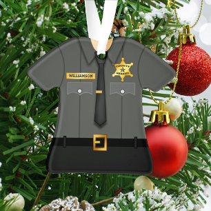Personalisierte schwarze Uniform des County Sherif Ornament