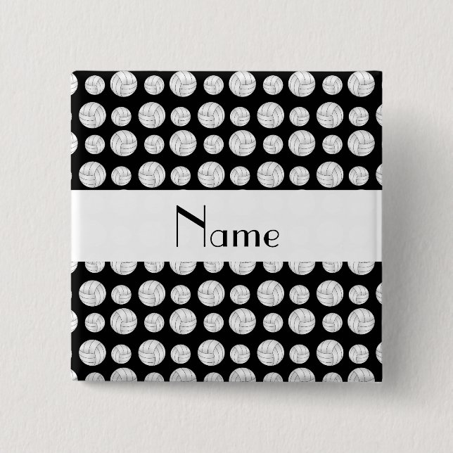 Personalisierte schwarze Volleybalnamensbälle Button (Vorderseite)