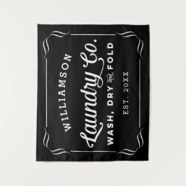 Personalisierte schwarze Wäsche waschen Trockenfal Wandteppich