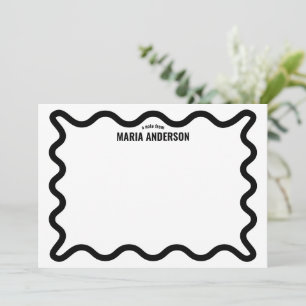 Personalisierte schwarze Wavy-Border Mitteilungskarte