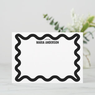 Personalisierte schwarze Wavy-Border Mitteilungskarte