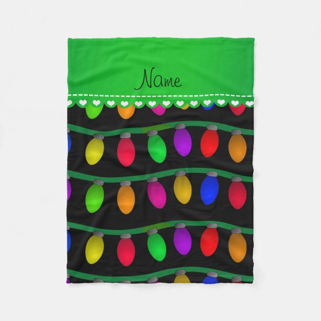 Personalisierte schwarze Weihnachtsnamenslichter Fleecedecke (Vorderseite)