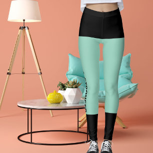 Personalisierte Schwarzlicht-Türkis-Streifen-Katze Leggings