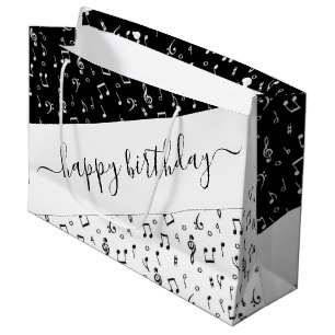 Personalisierte Schwarzweiß-Musik Große Geschenktüte