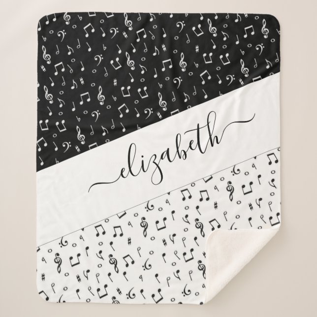 Personalisierte Schwarzweiß-Musik Sherpadecke (Vorderseite)