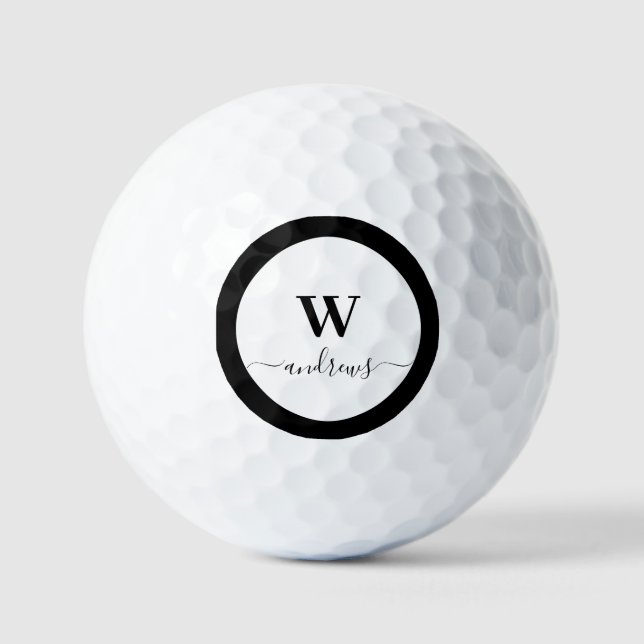 Personalisierte Schwarzweiß-Unterschrift Gol Golfball (Vorderseite)