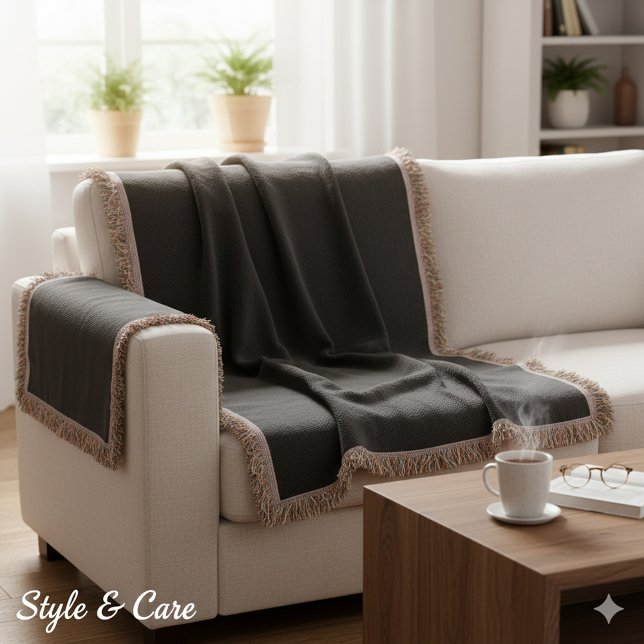 Personalisierte Schwarzweißfarbe Decke (Personalized Solid Black Color Throw Blanket)