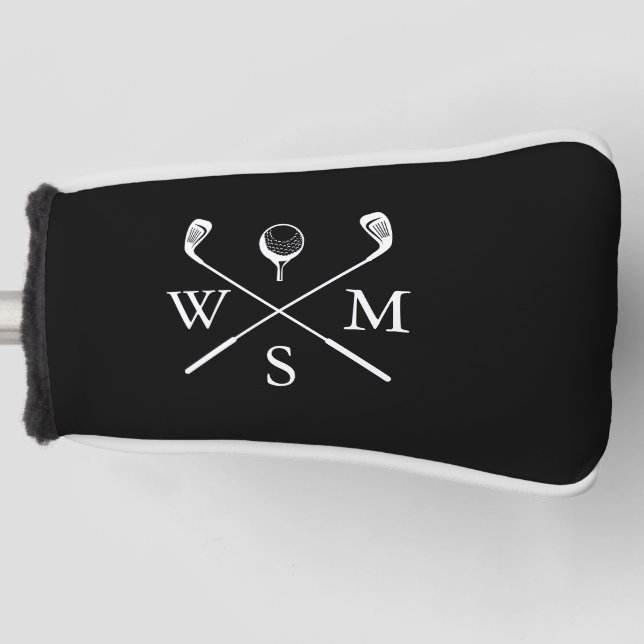 Personalisierte Schwarzweißmonogramm Golf Headcover (Vorderseite)