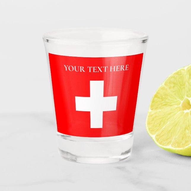 Personalisierte Schweiz-Flagge Schweiz Schweizer E Schnapsglas (Vorderseite)